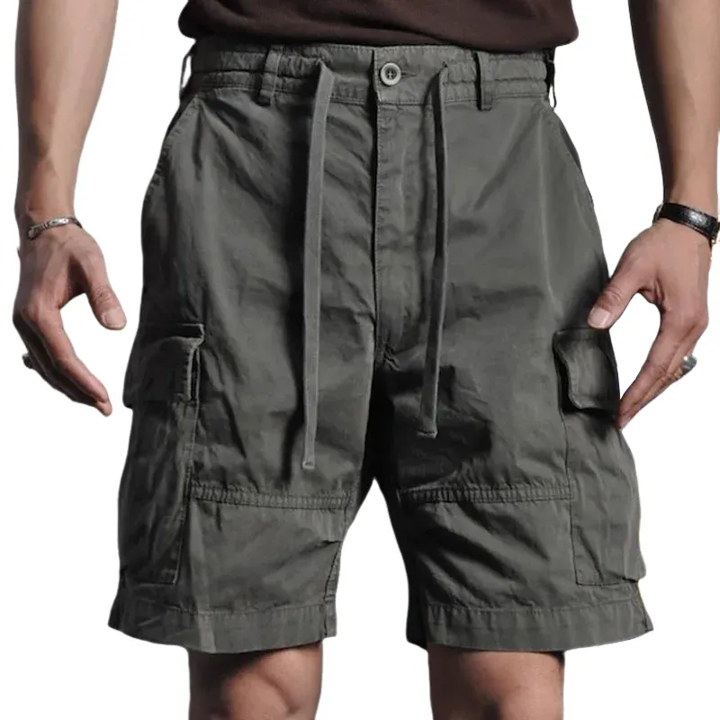 Men's Fashion Cotton Solid Multi-pocket Cargo Shorts MTA1371E3Z sold by Manly