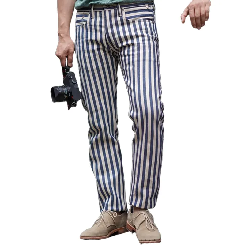 Men's Fashion Striped Straight Casual Jeans MTA1342E9Z sold by Manly
