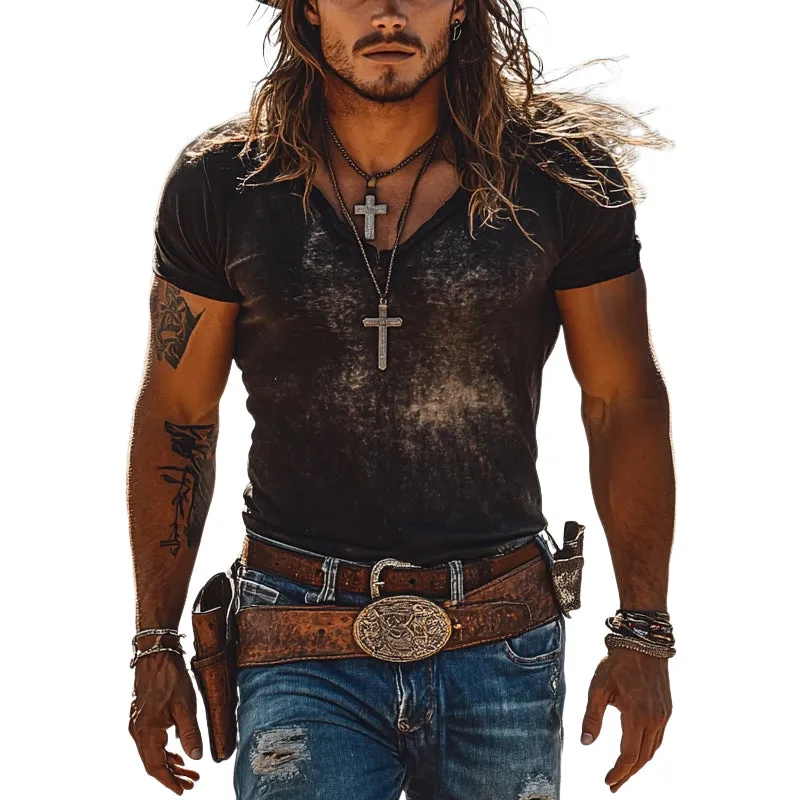 Men's Vintage Distressed Printed Short Sleeve T-Shirt MTA1360E3X sold by Manly