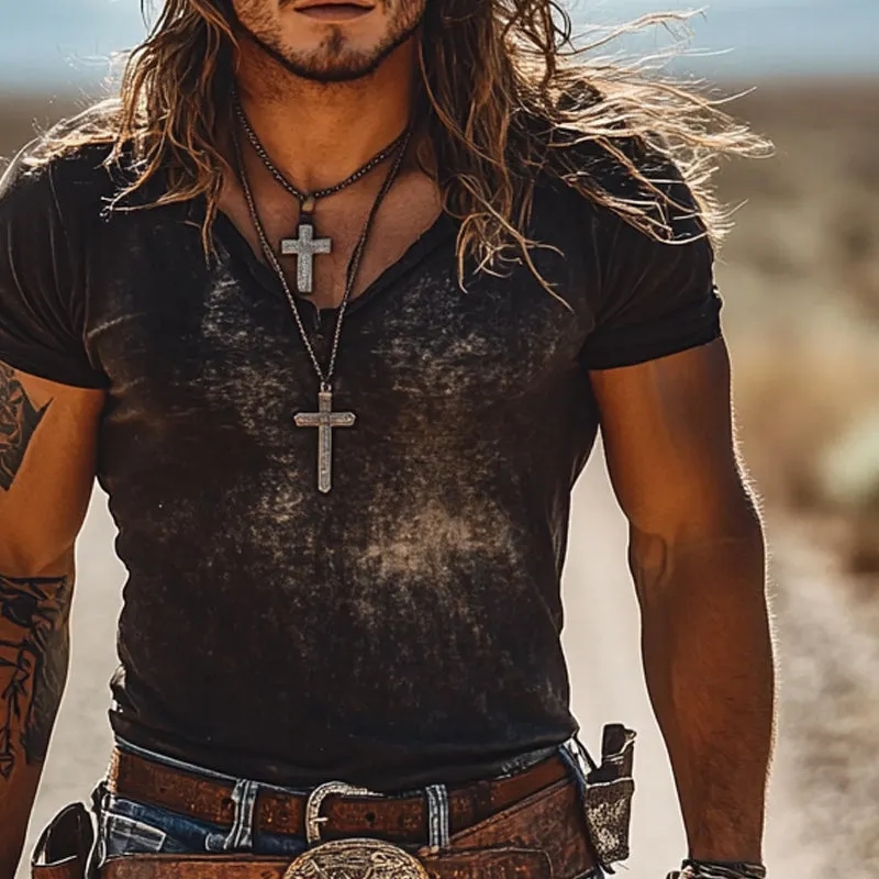 Men's Vintage Distressed Printed Short Sleeve T-Shirt MTA1360E3X sold by Manly product image thumbnail 3