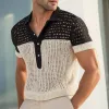 Men's Summer Breathable Mesh Colorblock Knitted Short Sleeve T-Shirt MTA1452E0U sold by Manly