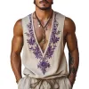 Men's Summer Deep V Neck Embroidered Cotton And Linen Tank Top MTA1552E9U sold by Manly