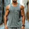 Men's Casual Waffle Patch Pocket U-Neck Tank Top 55986948M sold by Manly