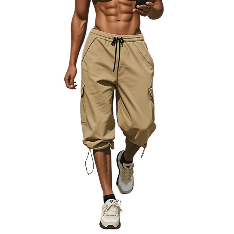 Men's Fashion Solid Elastic Waist Multi-pocket Sports Shorts MTA1902E4Z sold by Manly