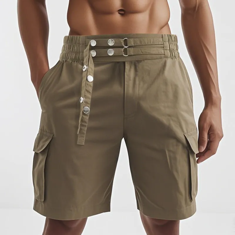 Men's Fashion Waist Button-adjustable Multi-pocket Cargo Shorts MTA1984E1Z sold by Manly product image thumbnail 2
