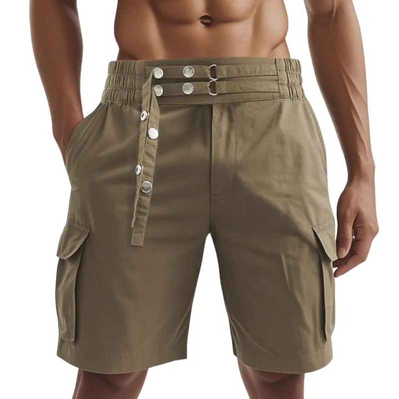 Men's Fashion Waist Button-adjustable Multi-pocket Cargo Shorts MTA1984E1Z sold by Manly