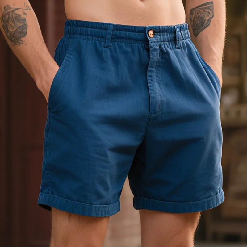Men's Retro Casual Cotton Washed Solid Color Shorts MTA1445E9TO sold by Manly product image thumbnail 2