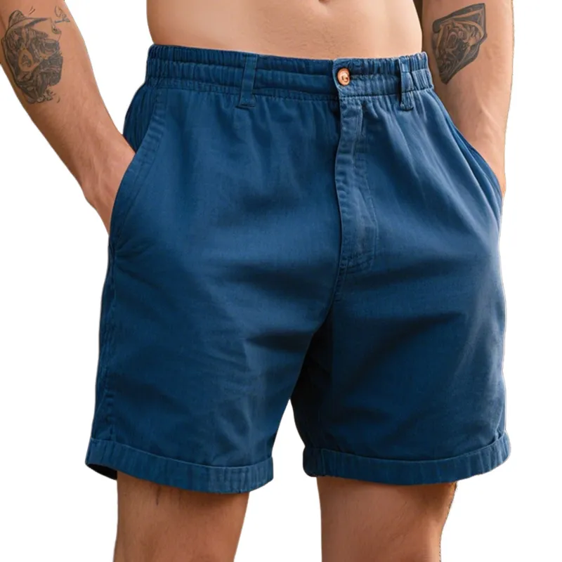 Men's Retro Casual Cotton Washed Solid Color Shorts MTA1445E9TO sold by Manly