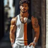 Men's Sport Stripe Print Crew Neck Tank Tops MTA2211E5X sold by Manly