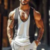 Men's Printed Striped Contrast Sport Tank Tops MTA2250E7X sold by Manly