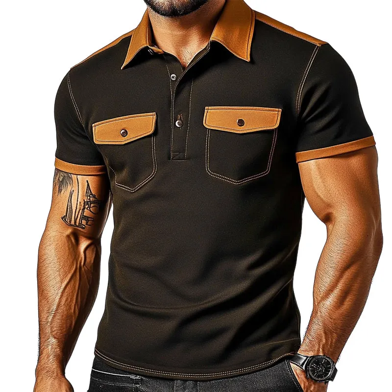Men's Contrast Color Short-Sleeved Sports Casual Polo Shirt MTA2284E8X sold by Manly