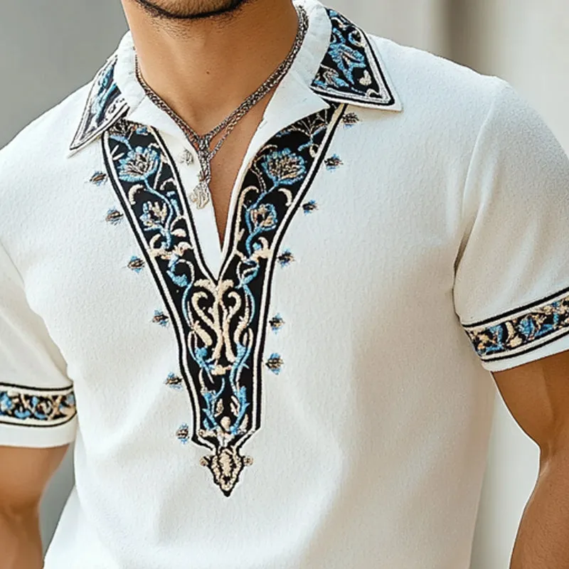Men's Embroidered Lapel Short-Sleeved Polo Shirt MTA2225E4X sold by Manly product image thumbnail 3