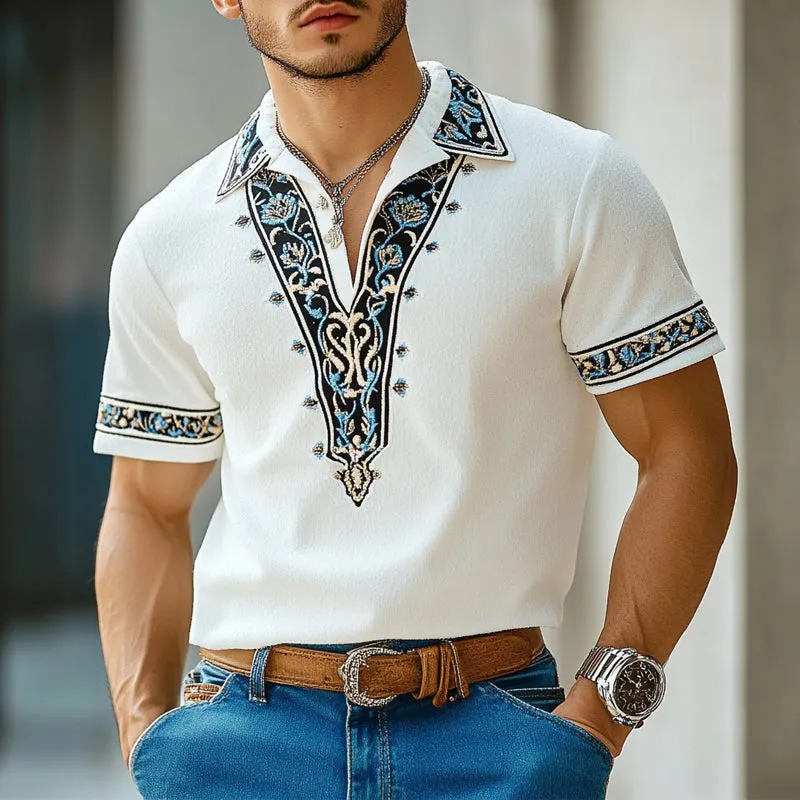 Men's Embroidered Lapel Short-Sleeved Polo Shirt MTA2225E4X sold by Manly product image thumbnail 2
