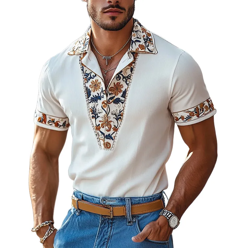 Men's Printed Loose Short Sleeve POLO Shirt MTA2289E0X sold by Manly