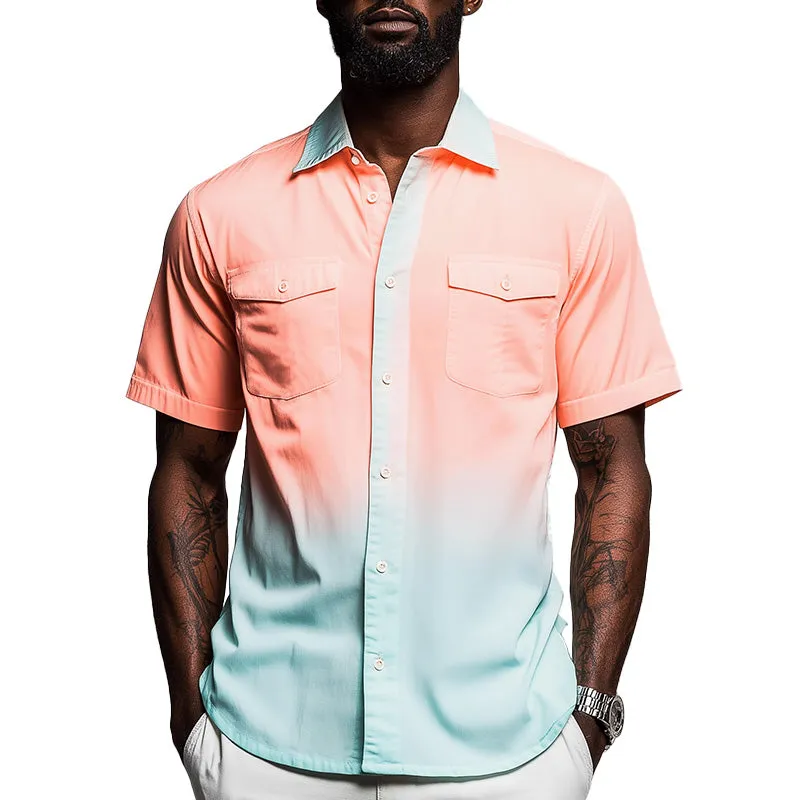 Men's Summer Resort Style Gradient Print Cotton Blend Short Sleeve Shirt MTA2232E7P sold by Manly