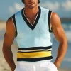 Men's Summer V-neck Fashionable Colorblock Knitted Tank Top MTA2265E9U sold by Manly