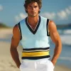 Men's Summer V-neck Fashionable Colorblock Knitted Tank Top MTA2265E9U sold by Manly