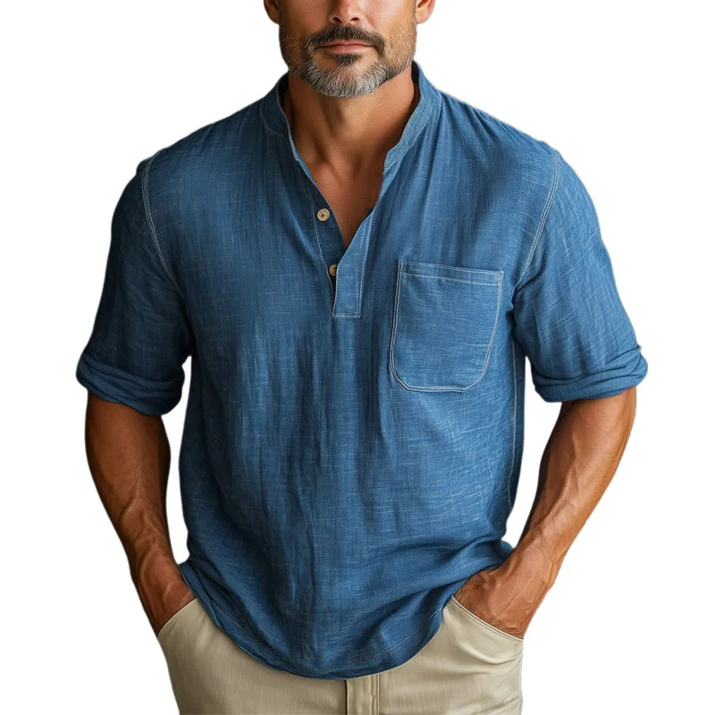 Men's Summer Business Henley Collar Short Sleeve T-Shirt MTA2218E8U sold by Manly