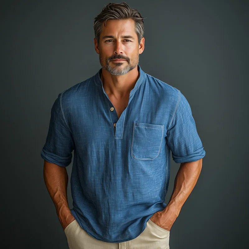 Men's Summer Business Henley Collar Short Sleeve T-Shirt MTA2218E8U sold by Manly product image thumbnail 3