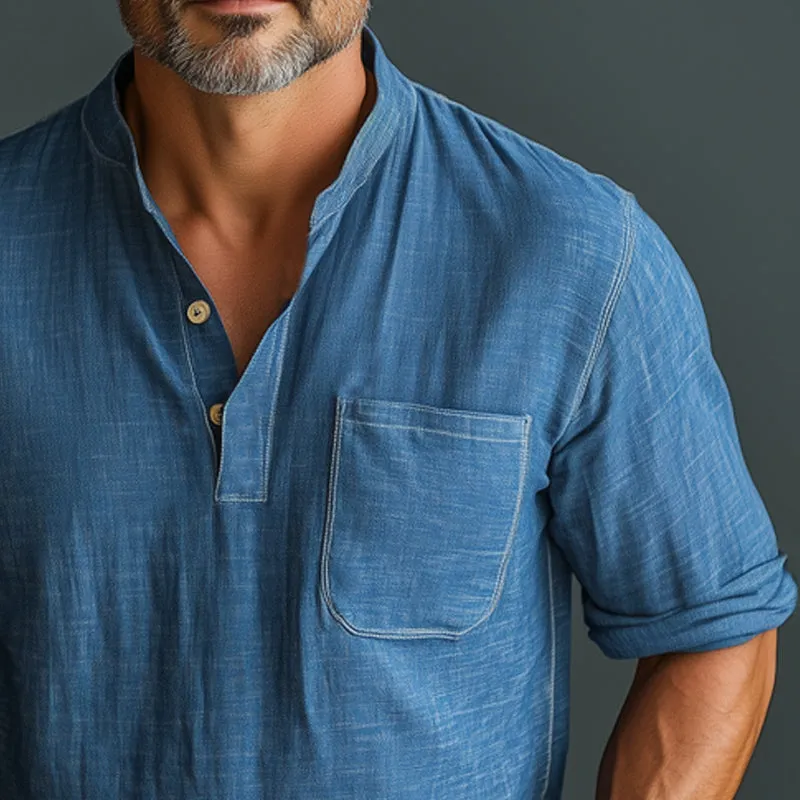 Men's Summer Business Henley Collar Short Sleeve T-Shirt MTA2218E8U sold by Manly product image thumbnail 4