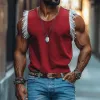 Men's Casual Breathable Cotton Round Collar  Contrast Color Tassel Loose Tank Top MTA2114E8M sold by Manly