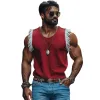 Men's Casual Breathable Cotton Round Collar  Contrast Color Tassel Loose Tank Top MTA2114E8M sold by Manly