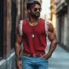 Men's Casual Breathable Cotton Round Collar  Contrast Color Tassel Loose Tank Top MTA2114E8M sold by Manly