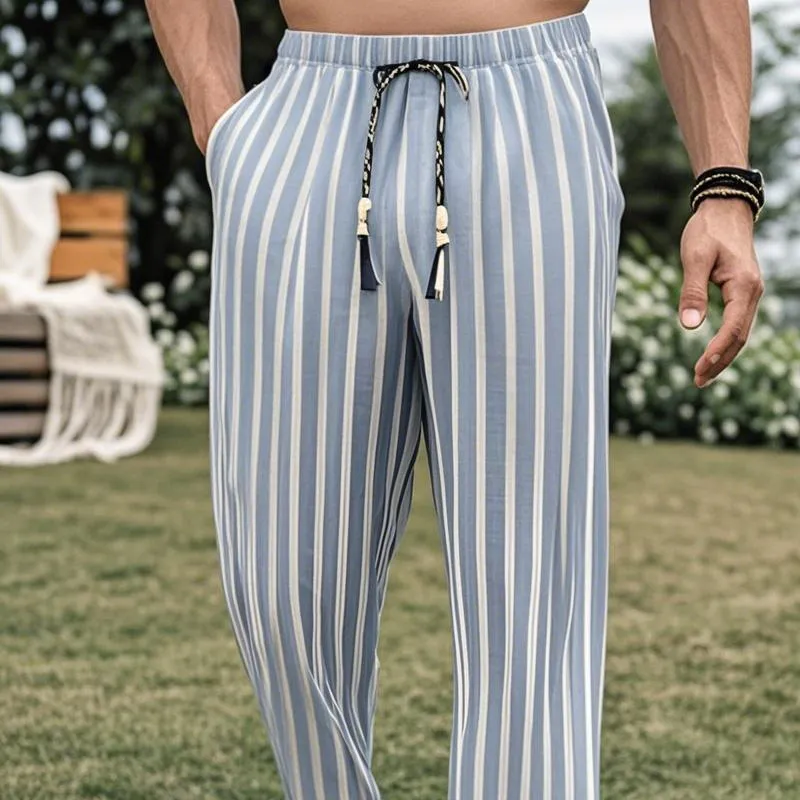 Men's Fashion Vacation Striped Elastic Waist Casual Pants MTA2148E3Z sold by Manly product image thumbnail 3