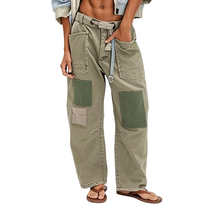 Men's Fashion Washed Patchwork Cargo Pants MTA1950E6Z sold by Manly