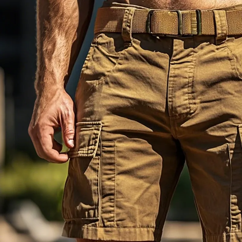 Men's Solid Straight Multi-pocket Cargo Shorts (Without Belt) MTA1917E8Z sold by Manly product image thumbnail 3