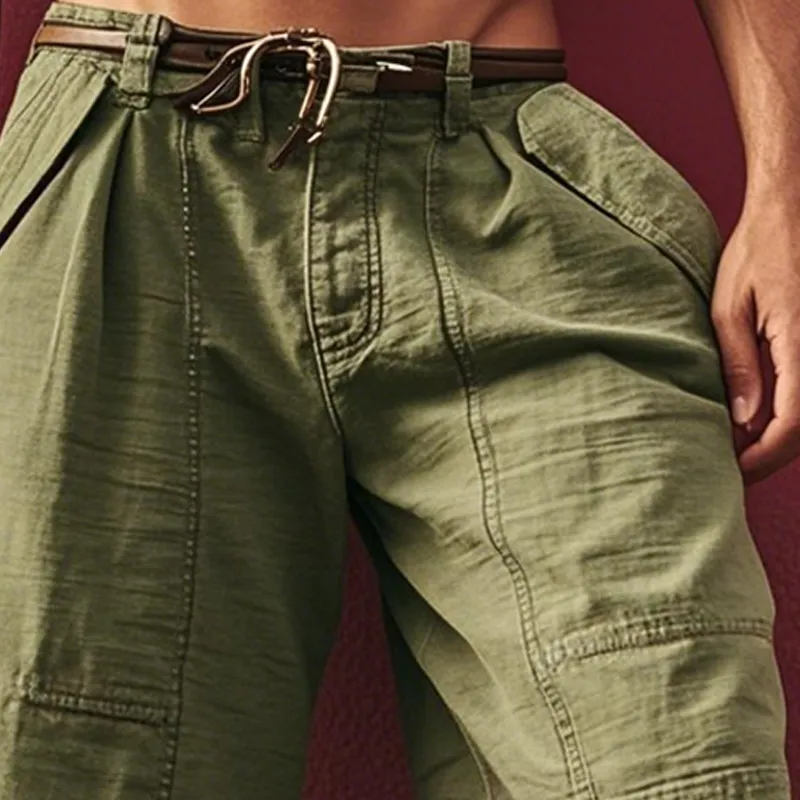 Men's Solid Straight Multi-pocket Cargo Shorts (Without Belt) MTA1949E1Z sold by Manly product image thumbnail 3