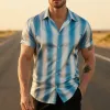 Men's Retro Casual Striped Printed Satin Lapel Short Sleeve Shirt MTA2131E3TO sold by Manly