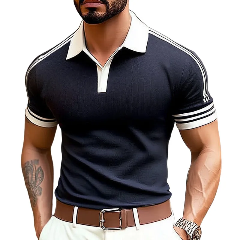 Men's Summer Business Lightweight Breathable Knitted Polo Neck T-Shirt MTA2104E1U sold by Manly