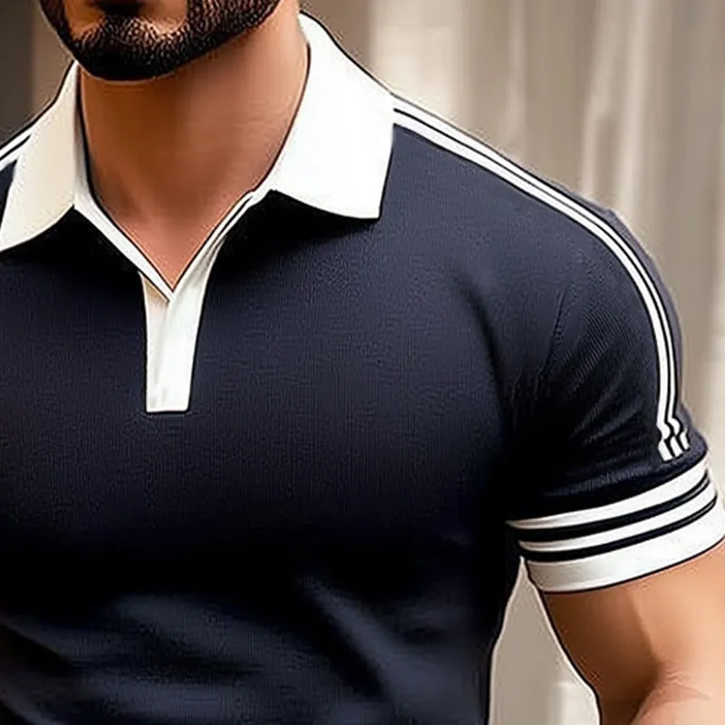 Men's Summer Business Lightweight Breathable Knitted Polo Neck T-Shirt MTA2104E1U sold by Manly product image thumbnail 3