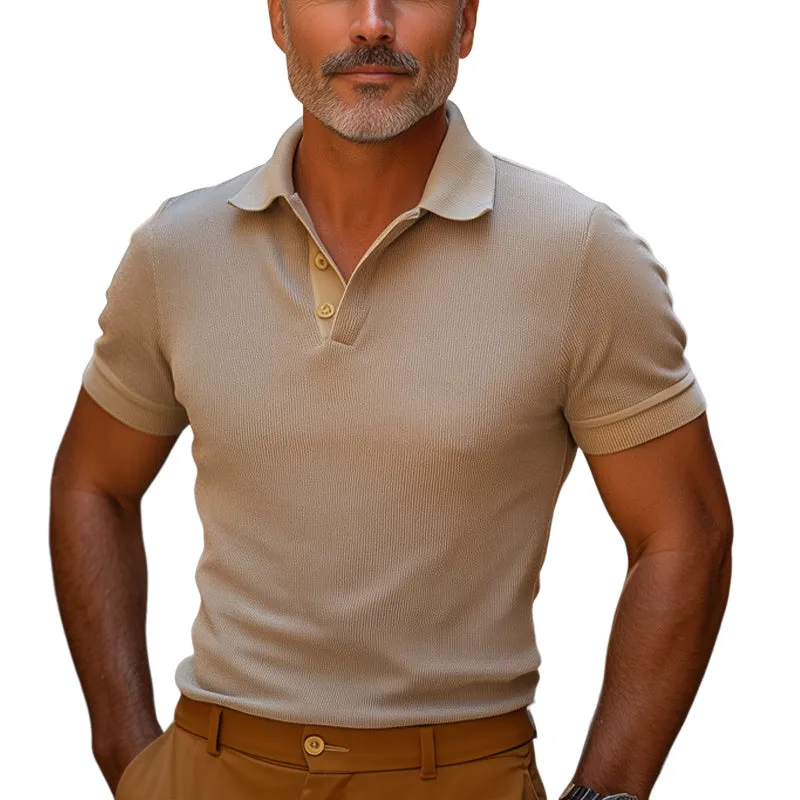 Men's Summer Basic Solid Color Knitted POLO Neck T-shirt MTA2018E3U sold by Manly