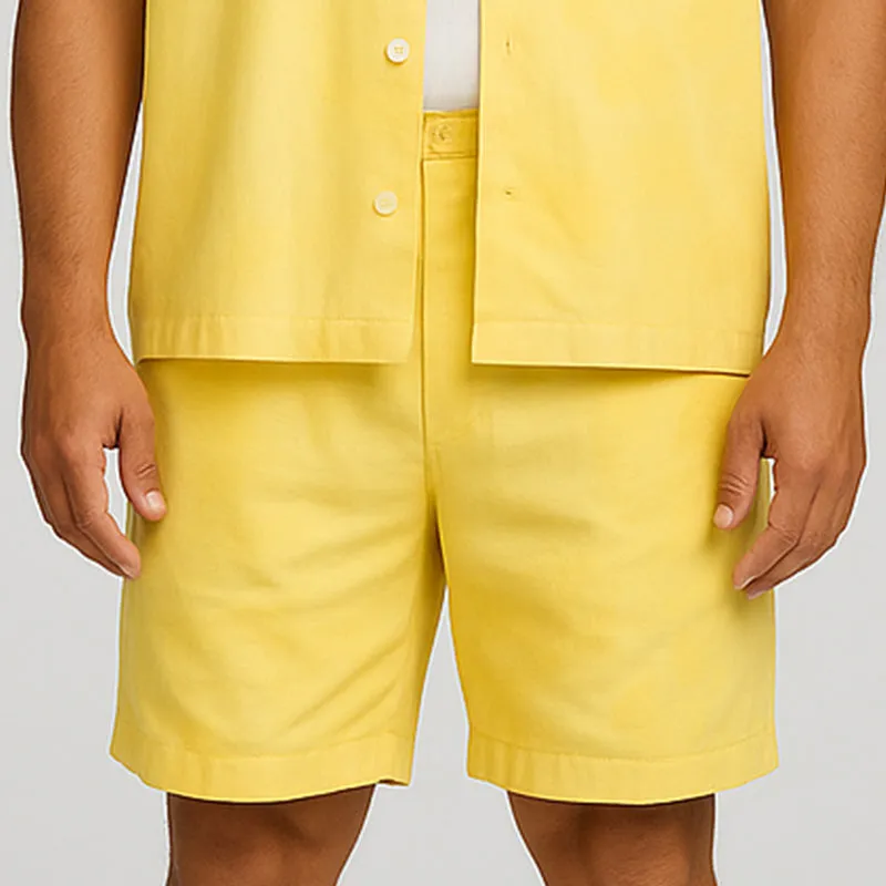 Men's Summer Fashion Solid Color Cotton And Linen Short-Sleeved Shorts Suit MTA2188E7P sold by Manly product image thumbnail 5