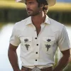 Men's Summer Western Cowboy Style Embroidered Cotton And Linen Short-Sleeved Shirt MTA2102E7P sold by Manly