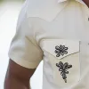 Men's Summer Western Cowboy Style Embroidered Cotton And Linen Short-Sleeved Shirt MTA2102E7P sold by Manly