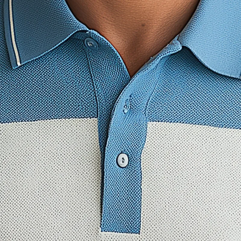 Men's Summer Fashion Cotton And Linen Patchwork Short Sleeve Polo Shirt MTA2176E6P sold by Manly product image thumbnail 3