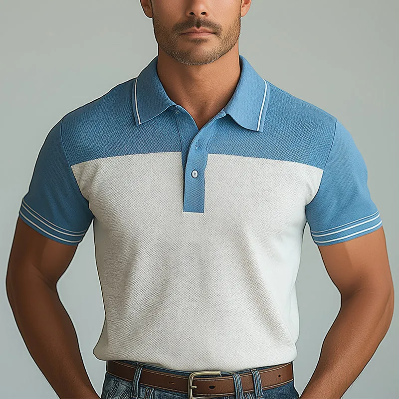 Men's Summer Fashion Cotton And Linen Patchwork Short Sleeve Polo Shirt MTA2176E6P sold by Manly product image thumbnail 2