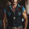 Men's Vintage Suede Denim V-Neck Vest MTA2097E1X sold by Manly