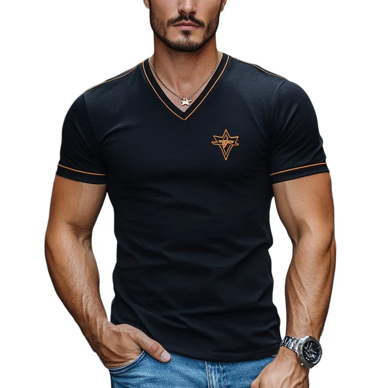 Men's Printed V-Neck Cotton Short Sleeve T-Shirt MTA2049E8X sold by Manly