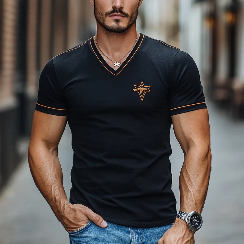 Men's Printed V-Neck Cotton Short Sleeve T-Shirt MTA2049E8X sold by Manly product image thumbnail 2