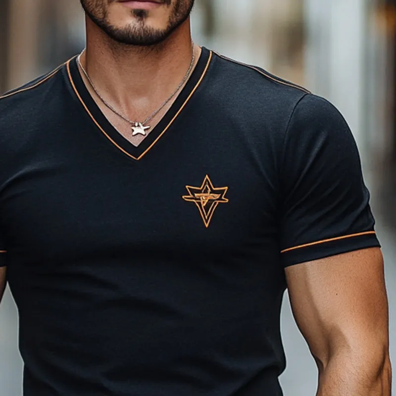 Men's Printed V-Neck Cotton Short Sleeve T-Shirt MTA2049E8X sold by Manly product image thumbnail 3