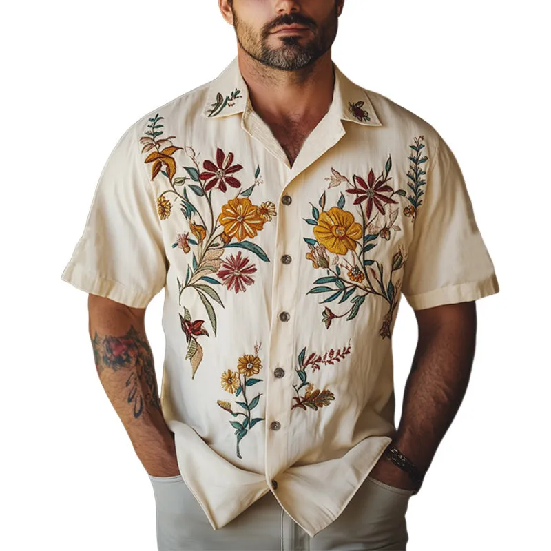 Men's Summer Comfort Floral Embroidered Short Sleeve Shirt MTA2001E6U sold by Manly