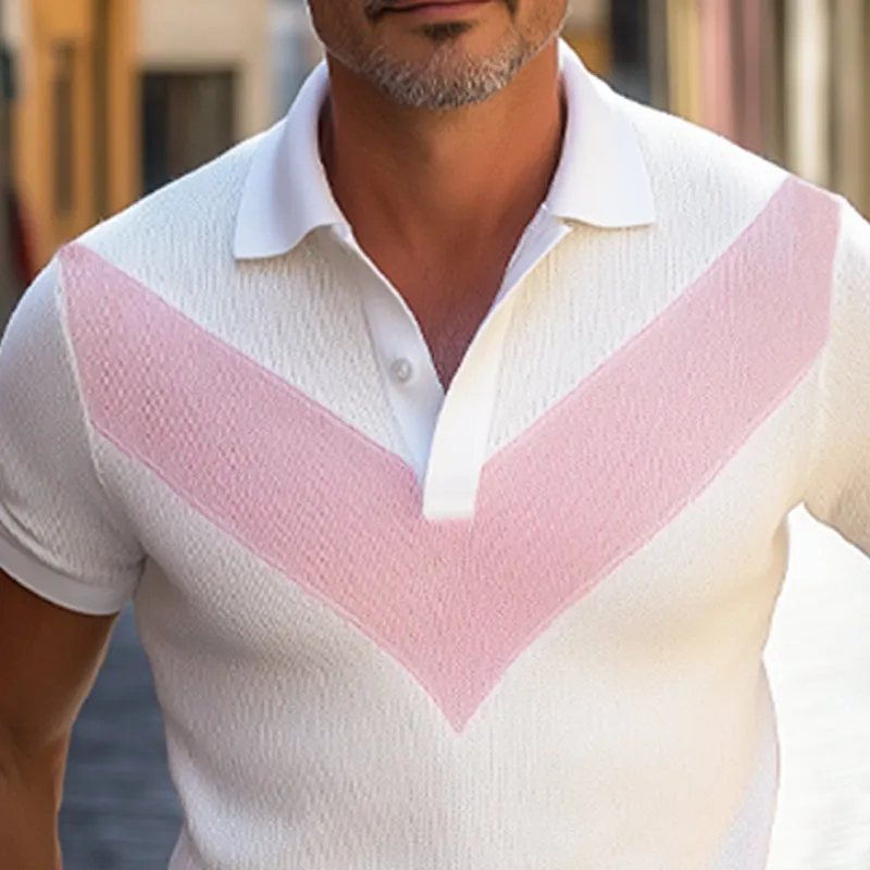 Men's Summer Polo Collar Colorblock Knitted T-Shirt MTA1619E2U sold by Manly product image thumbnail 4
