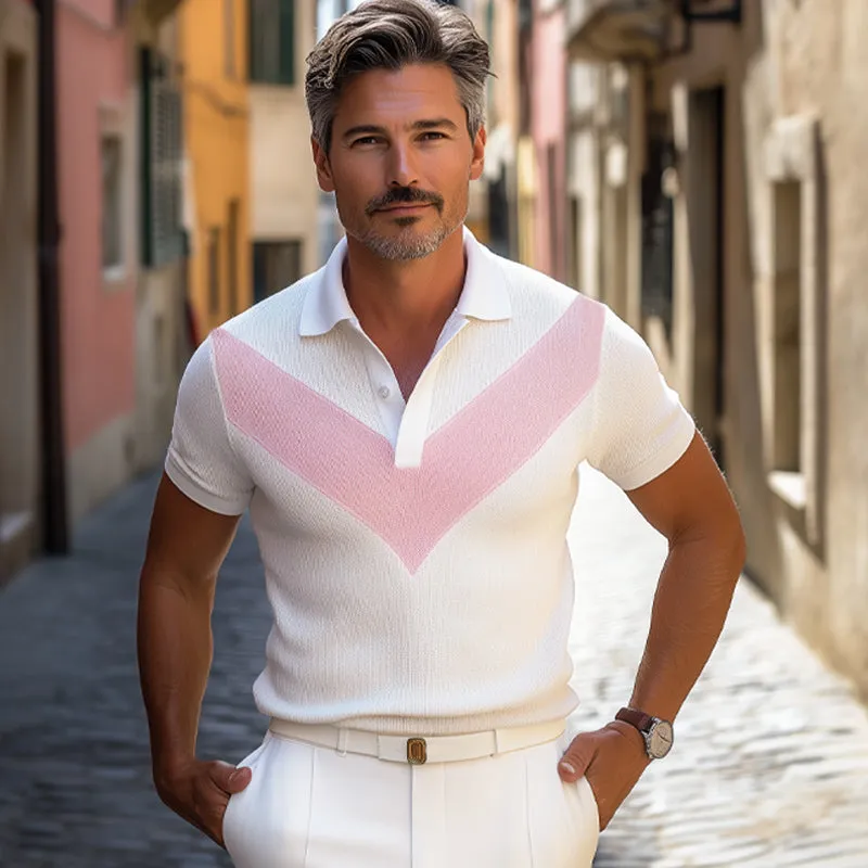 Men's Summer Polo Collar Colorblock Knitted T-Shirt MTA1619E2U sold by Manly product image thumbnail 3