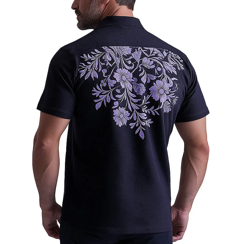 Men's Summer Fashion Floral Embroidery Blended Short Sleeve Casual Shirt MTA2009E1P sold by Manly