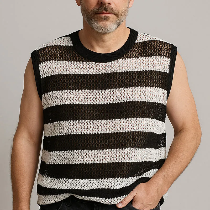 Men's Summer Fashion Simple Striped Knitted Tank Top MTA2098E7P sold by Manly product image thumbnail 2