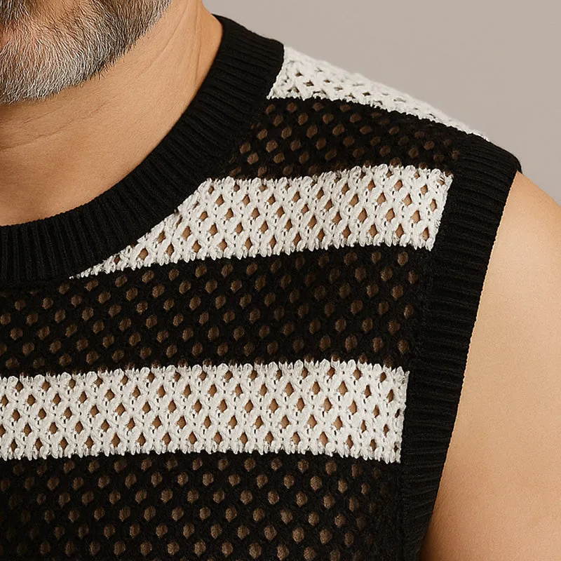 Men's Summer Fashion Simple Striped Knitted Tank Top MTA2098E7P sold by Manly product image thumbnail 4